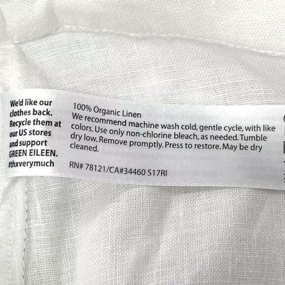 Eileen Fisher White Organic Linen Pull-On Cropped Pants L Large - Picture 4 of 5